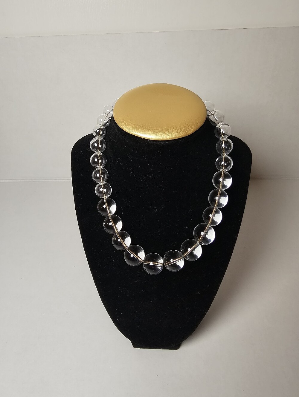 Clear Glass Bead Necklace - Elegant Transparent Women's Jewelry